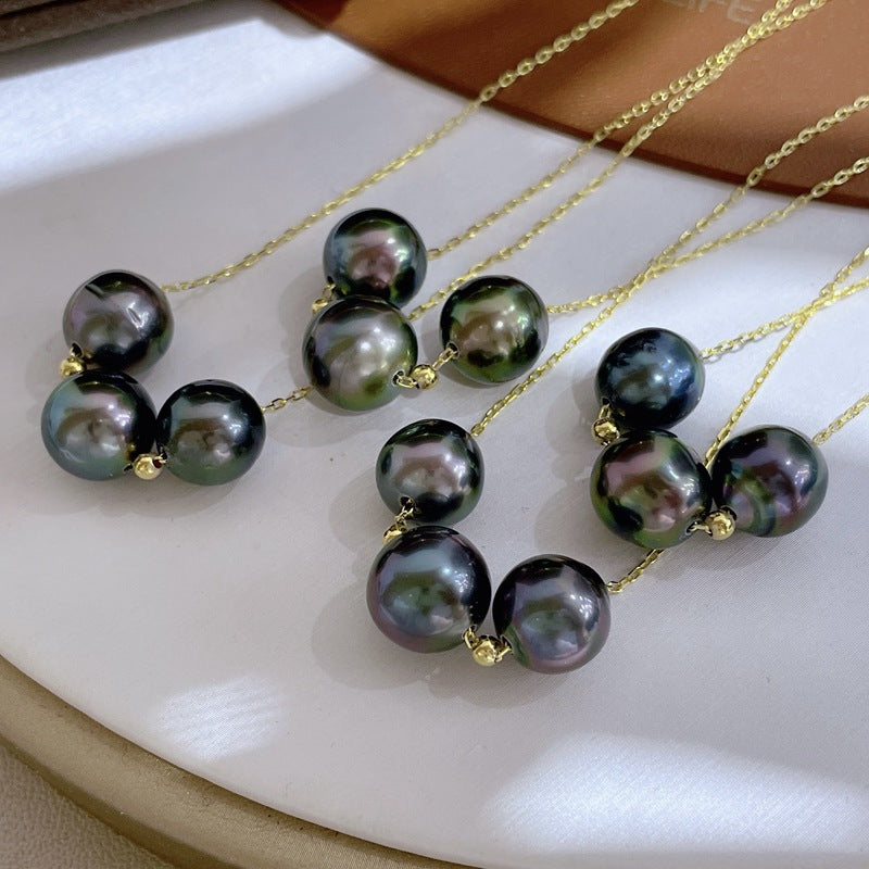 ARS131 Tahiti Pearls Three Pearls Necklace